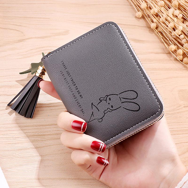 Women Wallet Ladies Mini Small Short Tassel Wallet Cute Girl Zipper Pu Leather Coin Purse Female Hand Wallet Purse