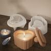 Heart-Shaped Stripe With Cover Candle Cup Silicone Molds DIY Cement Plaster Storage Jar Pottery Mould Concrete Art Making Decor