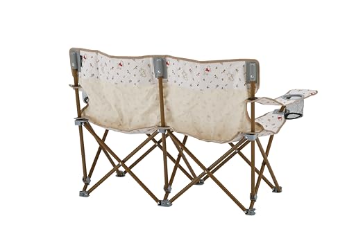 Captain Stag Disney Outdoor Chair/Bench with Drink Holder and Storage Bag, Winnie the Pooh/Hello Design, MA-1095