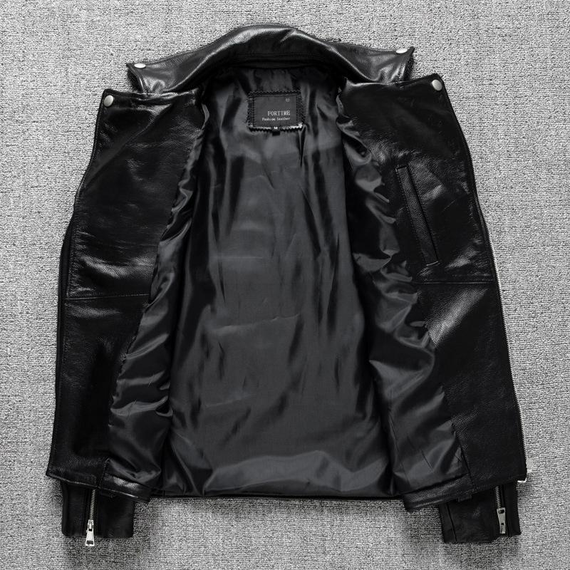 Top Layer Cowhide Genuine Leather Leather Jacket Men Motorcycle Leather Jacket Slim Leather Jacket Lapel Fashion Youth Jacket