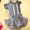 Summer Dogs Dress Pet Denim Plaid Dresses for Small Dogs Pomeranian Chihuahua Puppy Kitten Skirt Princess Dress Pet Clothing