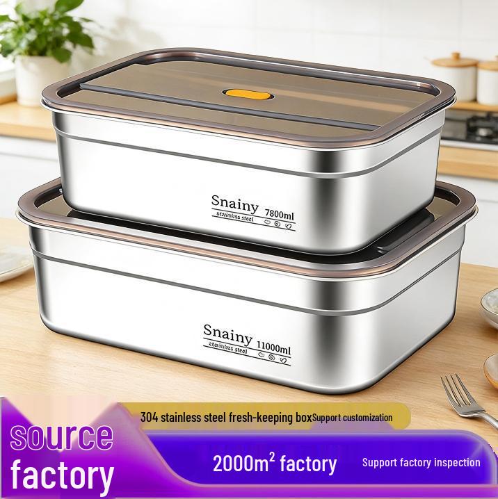 304 Stainless Steel Fresh-Keeping & Storage Box for Refrigerator, Ingredients, Picnic, and Lunch.