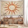 1pc Vintage Sun Pattern Print Tapestry Warm Artistic Home Decor Wall Hanging Bohemian Living Room Bedroom Decoration Holiday Gift with Installation Pa