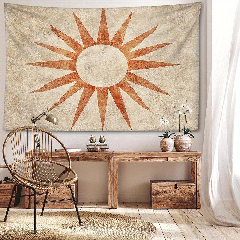 1pc Vintage Sun Pattern Print Tapestry Warm Artistic Home Decor Wall Hanging Bohemian Living Room Bedroom Decoration Holiday Gift with Installation Pa