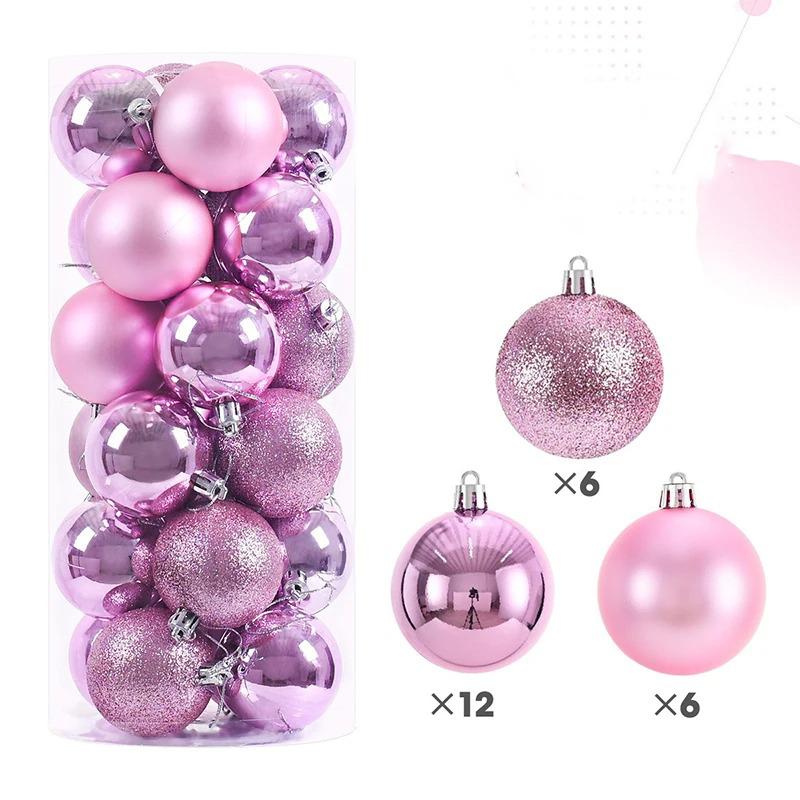 24Pcs 6cm Christmas Ball Decoration for Christmas Tree Hanging Pendant Ornaments Home Room Decor New Year Navidad DIY Gift Box