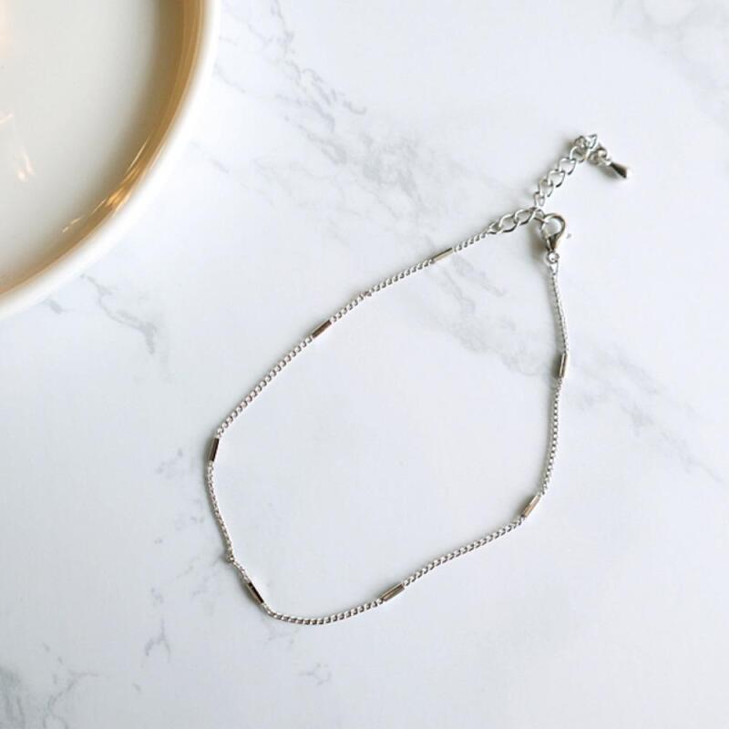 Rosoma Anklet Minimalist Accessory Basic Women's Silver