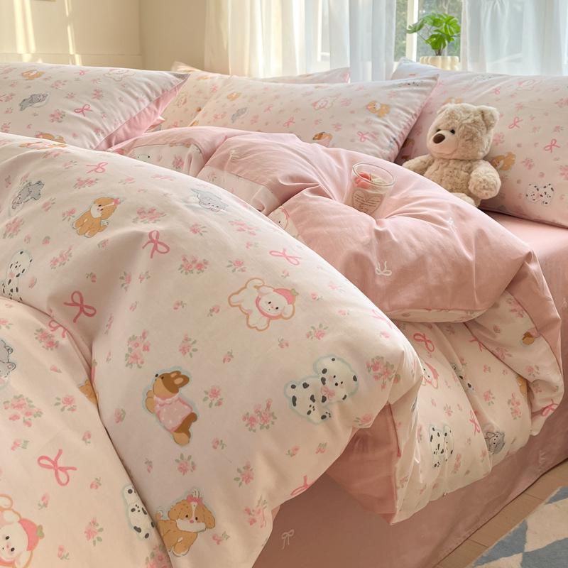 Damen Plüsch Samt Fleece Bettwäsche Set: Flanell-Bettbezug und Laken