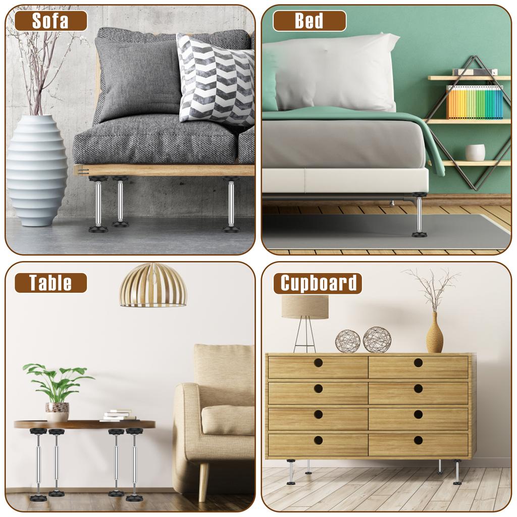 2 Stück Teleskop-Stützstange Verstellbare Höhe 300 kg Tragfähigkeit Mehrzweck-Wagenheberwerkzeug Möbel-Höhenverstellfüße