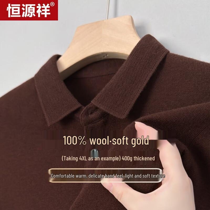 Hengyuanxiang Men's Wool Polo Sweater