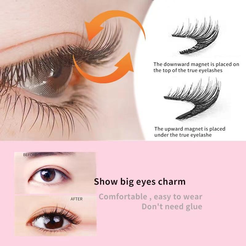 Hot Selling Magnetic Eyelashes 5 Magnets Three Layers with Clip Gift Box Magnet False Eyelashes Set