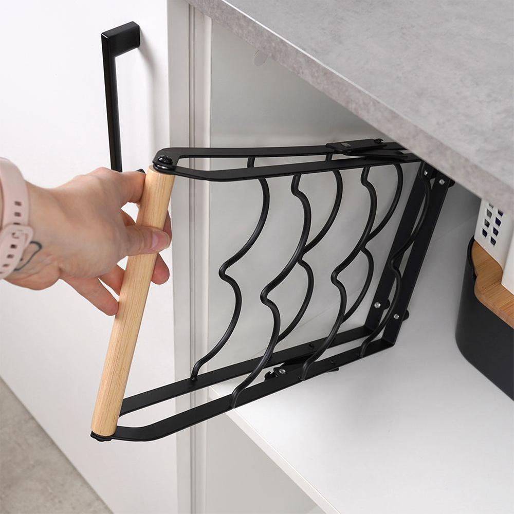 Black metal wine rack for 6 bottles 21x38 cm