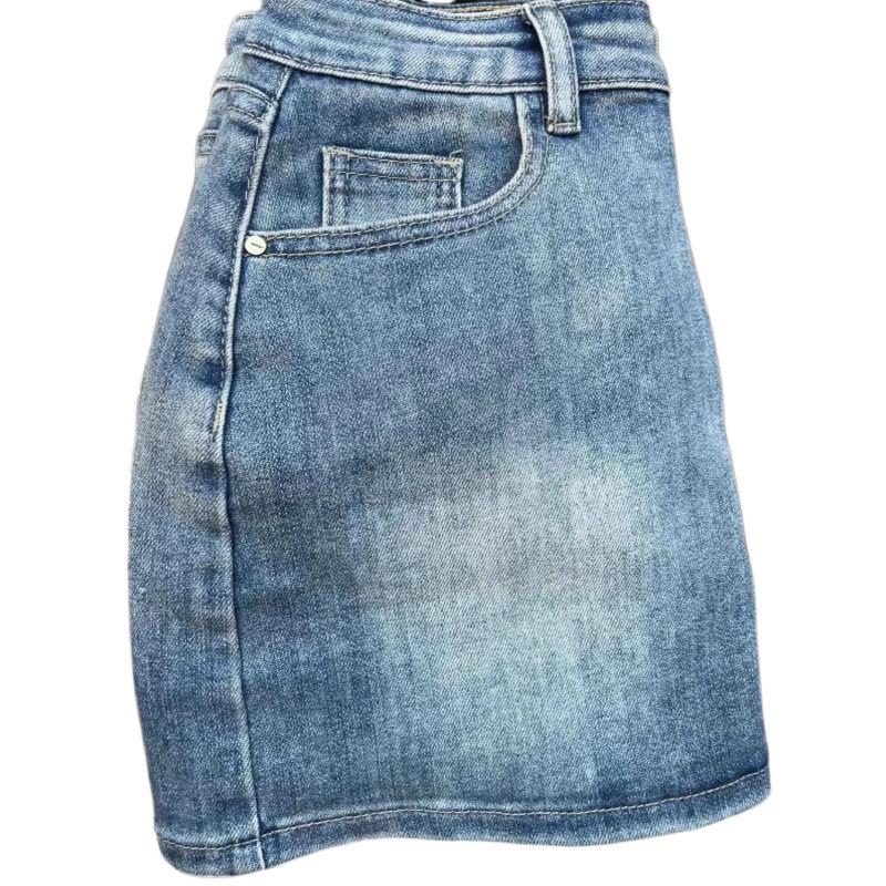 Women's High-Waist Denim Mini Skirt - Retro Slimming Hip-Hugging Design, Anti-Exposure, Summer Style