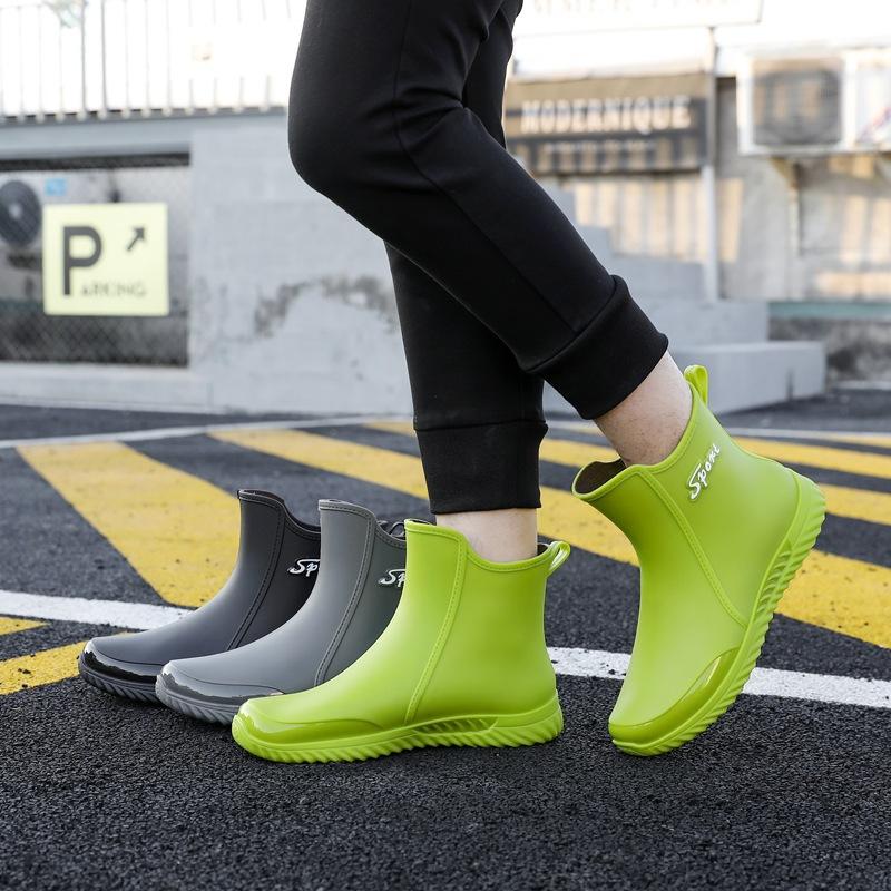 2025 nové pánské krátké vodotěsné gumové boty pro volný čas, rybaření, mytí aut, pracovní vodní boty, protiskluzové sametové holínky