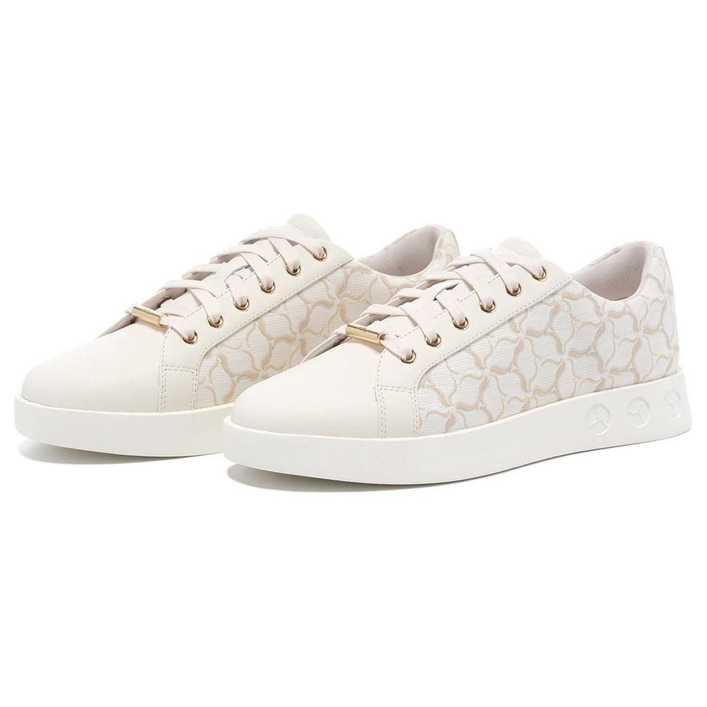 Li-Ning 1990 Comfortable Casual Non-Slip Wear-Resistant Low-Top Skate Shoes Men Sneakers Beige Gold ALHU007-1