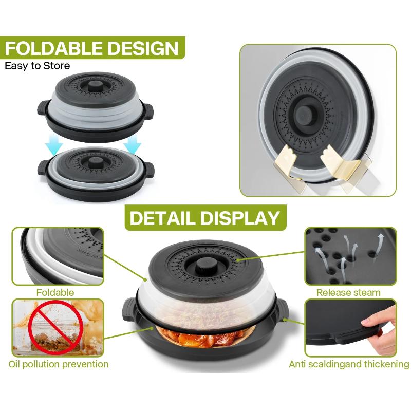 Tapa Antisalpicaduras para Microondas Plegable Multifunción Protector Plegable Contra Salpicaduras Gadget de Cocina Colador para Bandeja de Cocción al Vapor