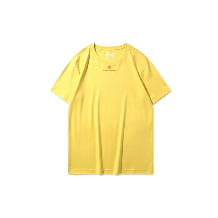 Li Ning T Shirts Men's Milk Candies Yellow Crew Neck Moderate Straight Fit AHSQ237-1