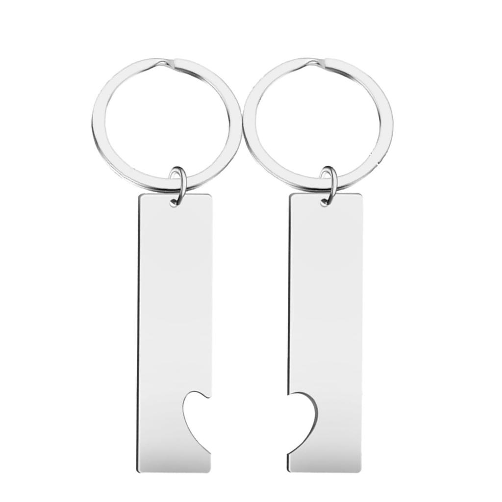 Buzz Selection Pair of Keychains, Couples Gift, Simple, Stylish, Anniversary Gift for Men and Women, AC505 (White Silver)