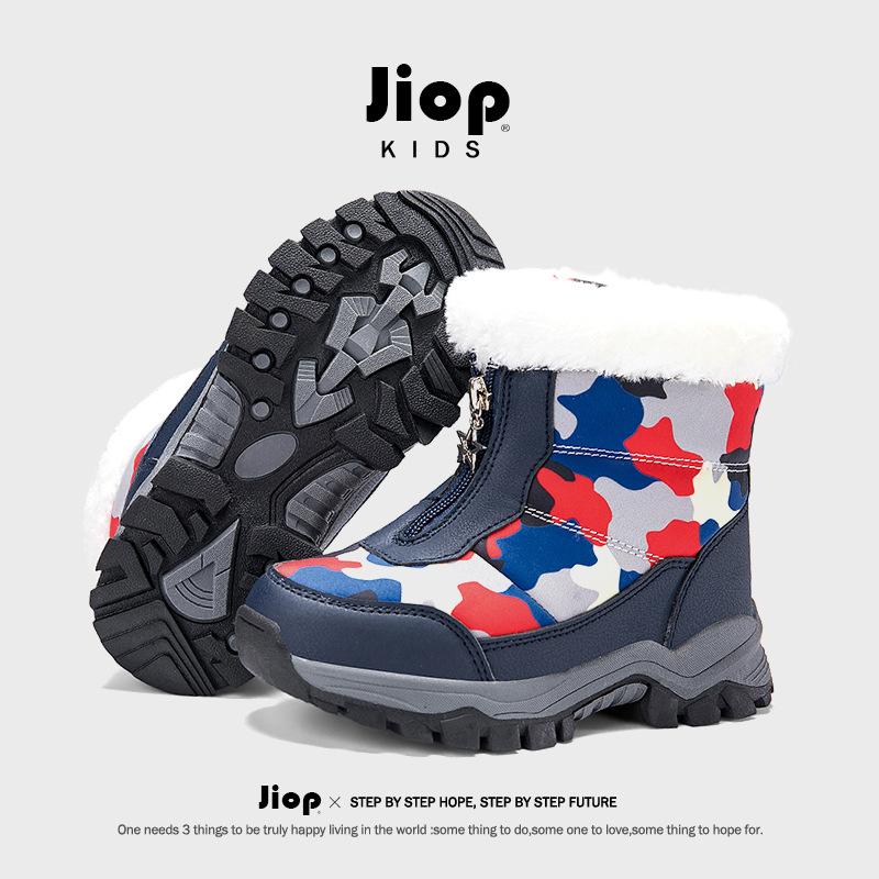 Children's snow boots winter new classmates fleece thickened children's warm waterproof large cotton shoes medium and older children's Martin boots