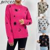 Jacquard O-Neck Pullover Knit Sweater for Women Fall/Winter Skull Halloween Sweater