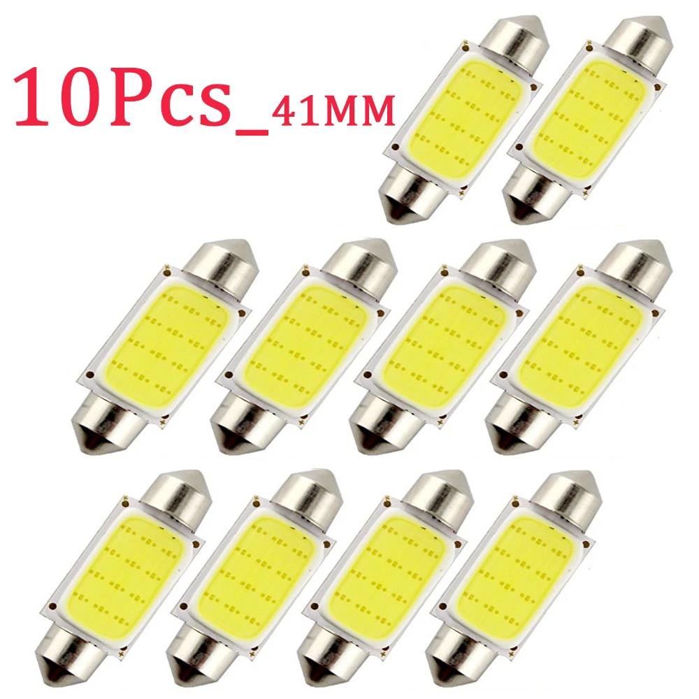 10-40Pcs White COB C5W LED Bulbs 12V 24V Car Auto Festoon Dome Interior LED Lights Lamp Roof Reading Bulb 31mm 36mm 39mm 41mm Bulbs 7