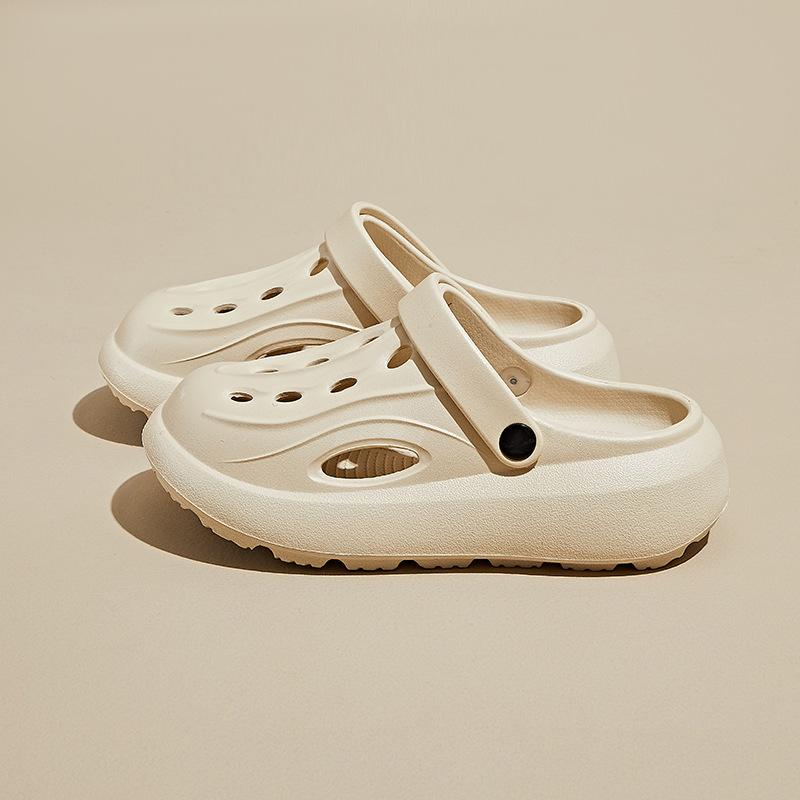 New Couples Summer Hole Shoes Bag-toe Sandals Thick Sole Heightened Comfort and Breathable Leisure