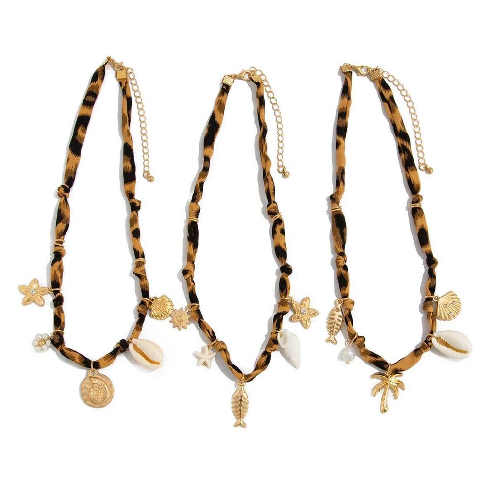 Ingemark 3Pcs/Set Creative Vintage Starfish Conch Fish Imitation Pearl Pendant Necklace Women 2025 Summer Beach Party Jewelry