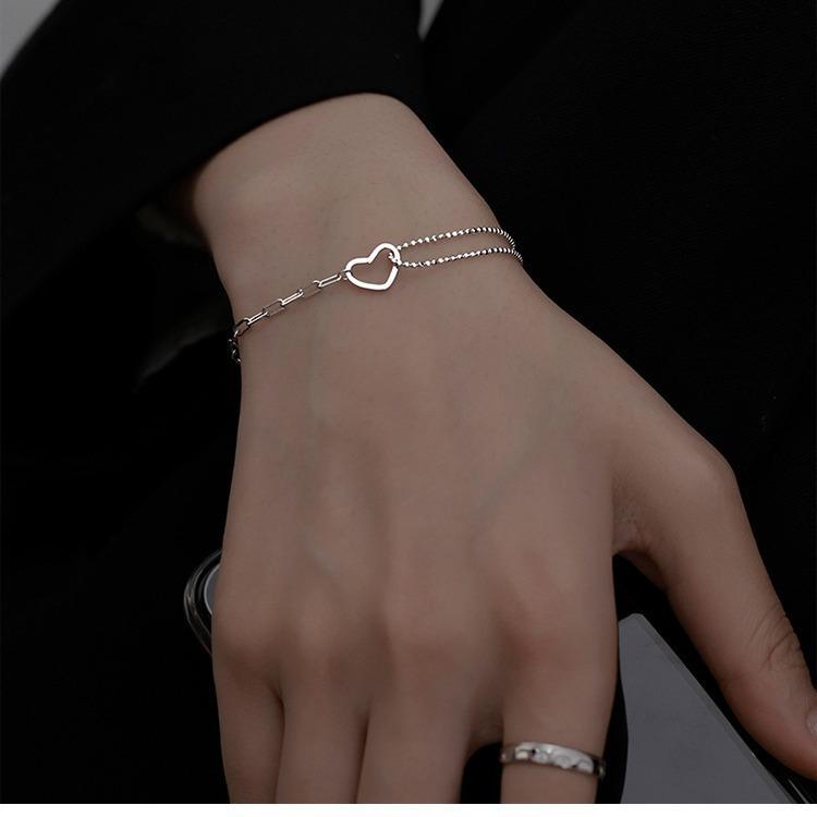 Double Layer Heart Bracelet Niche Simple Minimalist Jewelry Fashion Accessories for Women