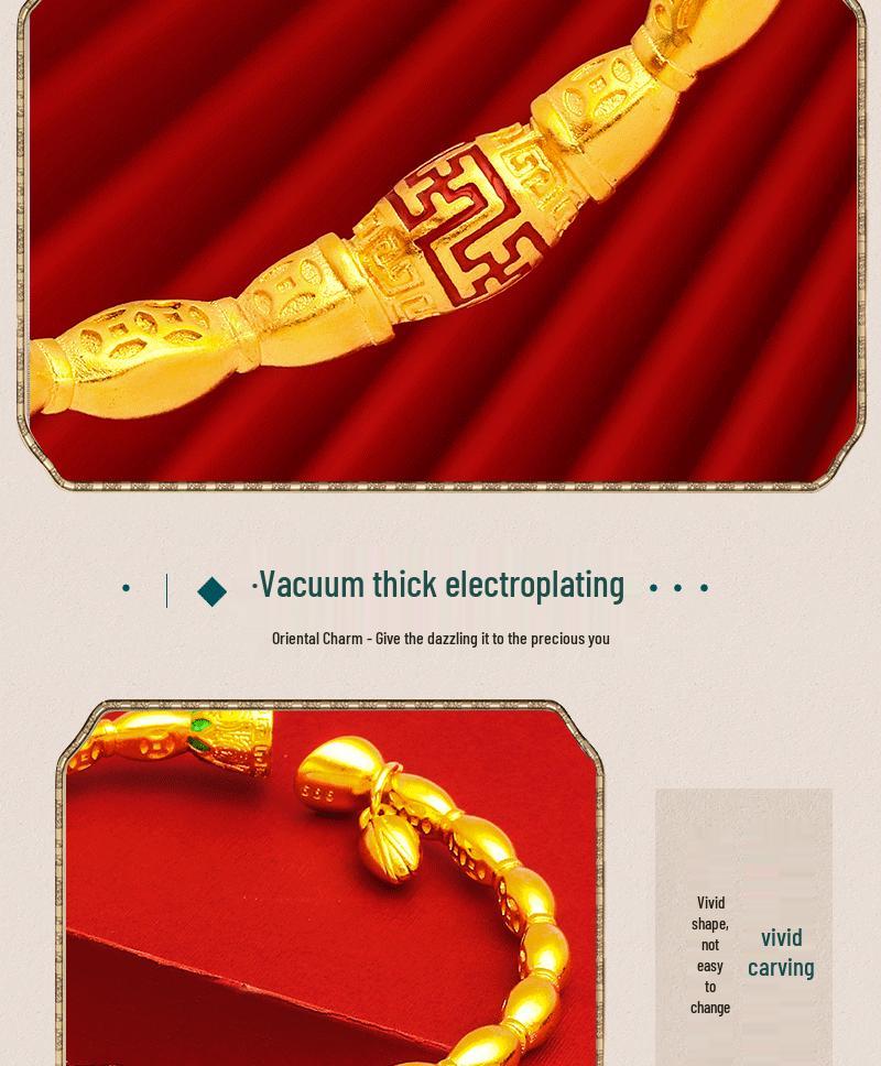 Vietnam Lotus Root & Pod Bangle with Gold-Plated Brass, Enamel Meander, Copper Coin, and Lotus Flower Design for Women.