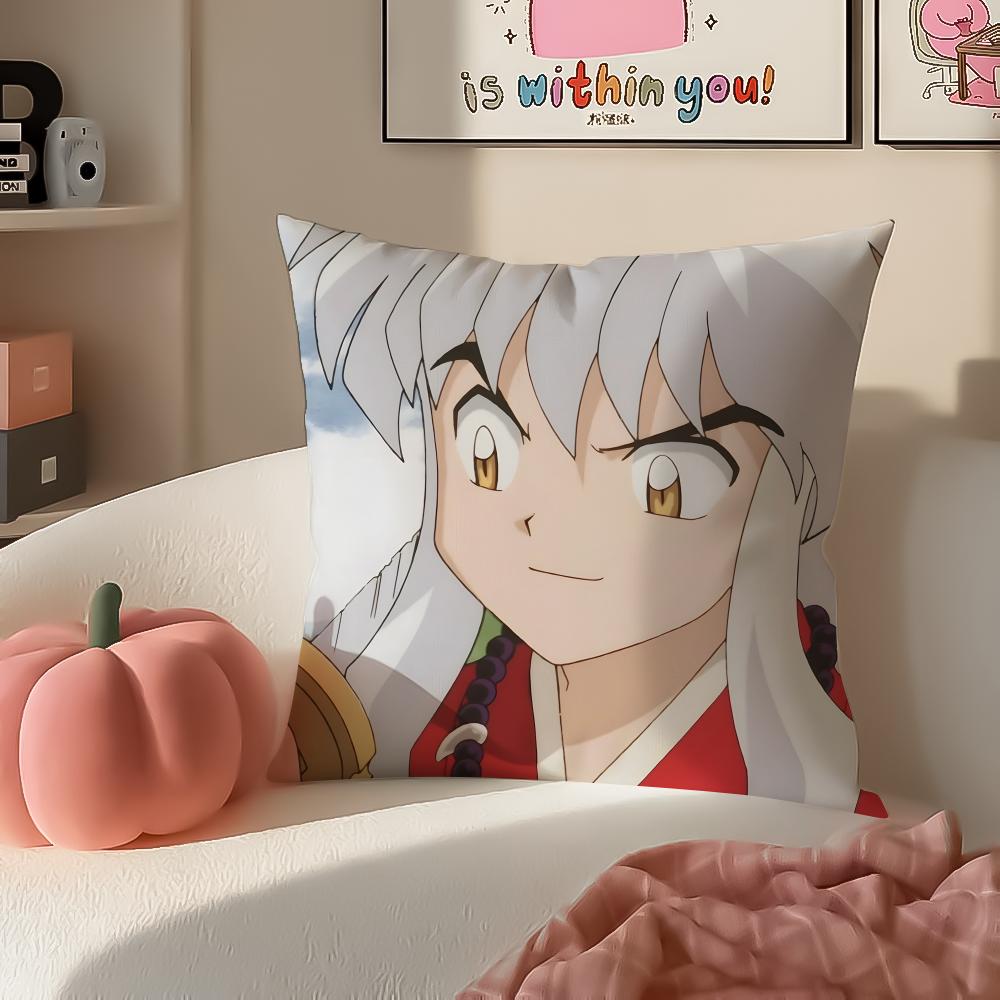Japanese anime lInuyasha Cushion Cover Pillowcase Short Plush Invisible zipper Room Sofa Cushion Cover