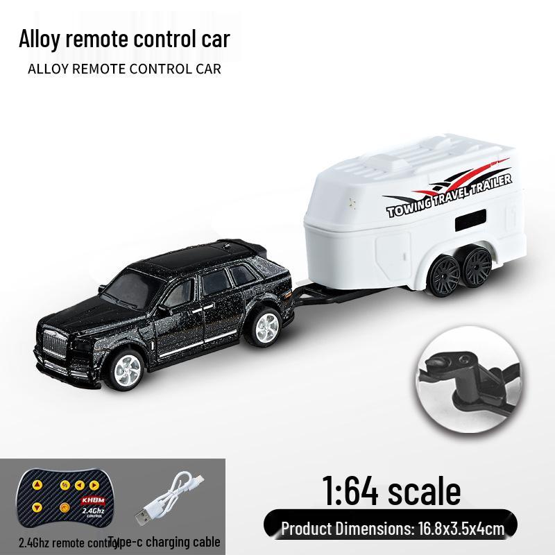 1:64 Mini Precision Alloy RC Off-Road Car with Trailer, Adjustable Speed, 2.4G Charging