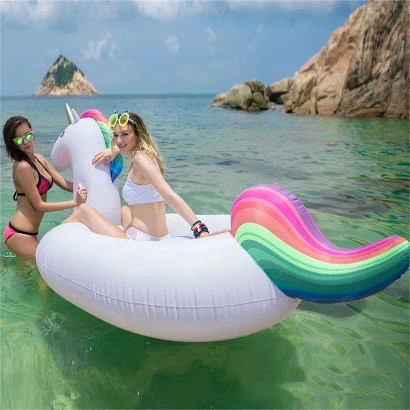 Summer Pool Inflatable Toys Cartoon Unicorn Shape Swimming Ring PVC Thickened  Air Beach Party Water Toys for Kids Adults