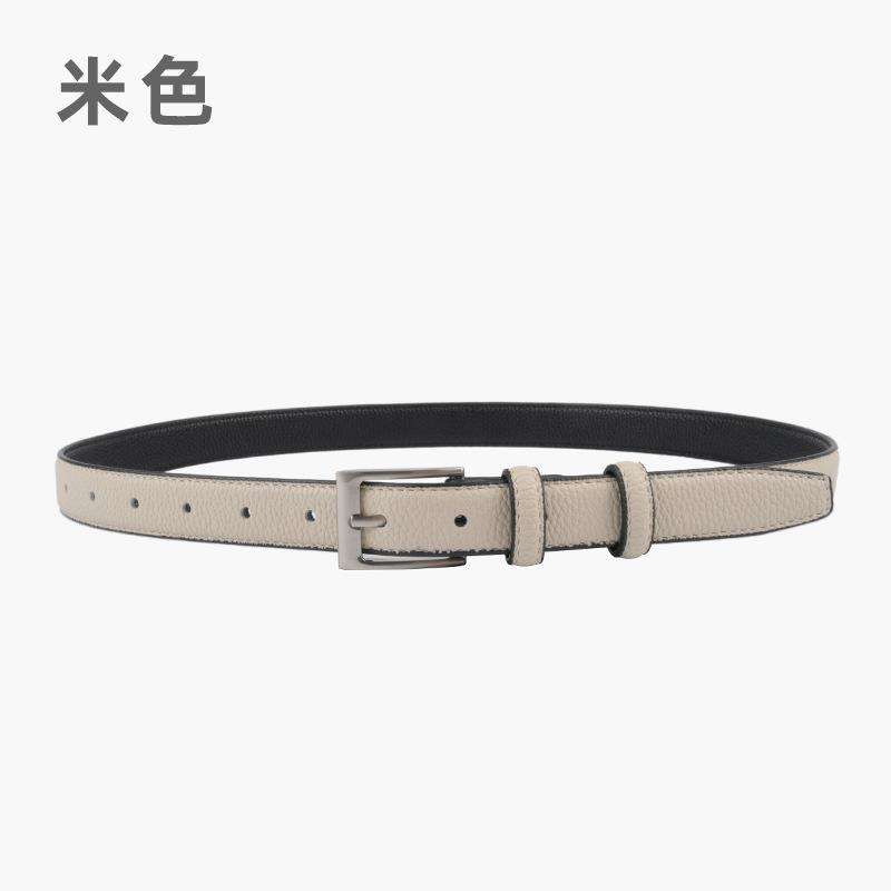 The First Layer Of Cowhide Lychee Pattern Genuine Leather Women'S Belt Retro Belt With Jeans Casual Pants Width 2.3Cm Pin Buckle