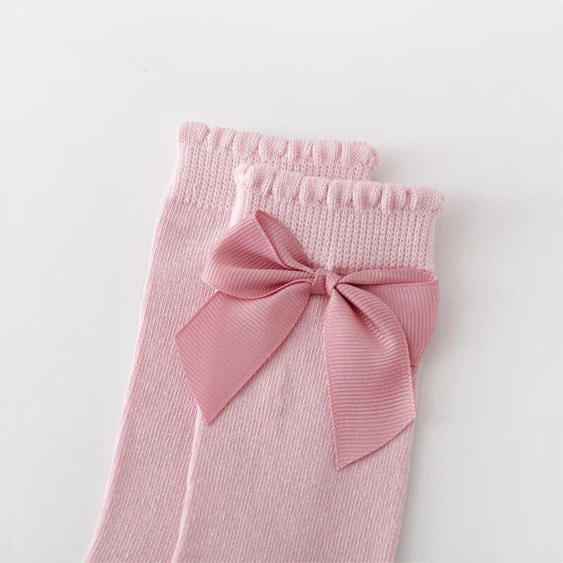 5Pairs/Set Children's Girl Socks Cotton Bow Baby Long Socks Fashion Princess Kids Sock For Girls 0-7Years Stocking