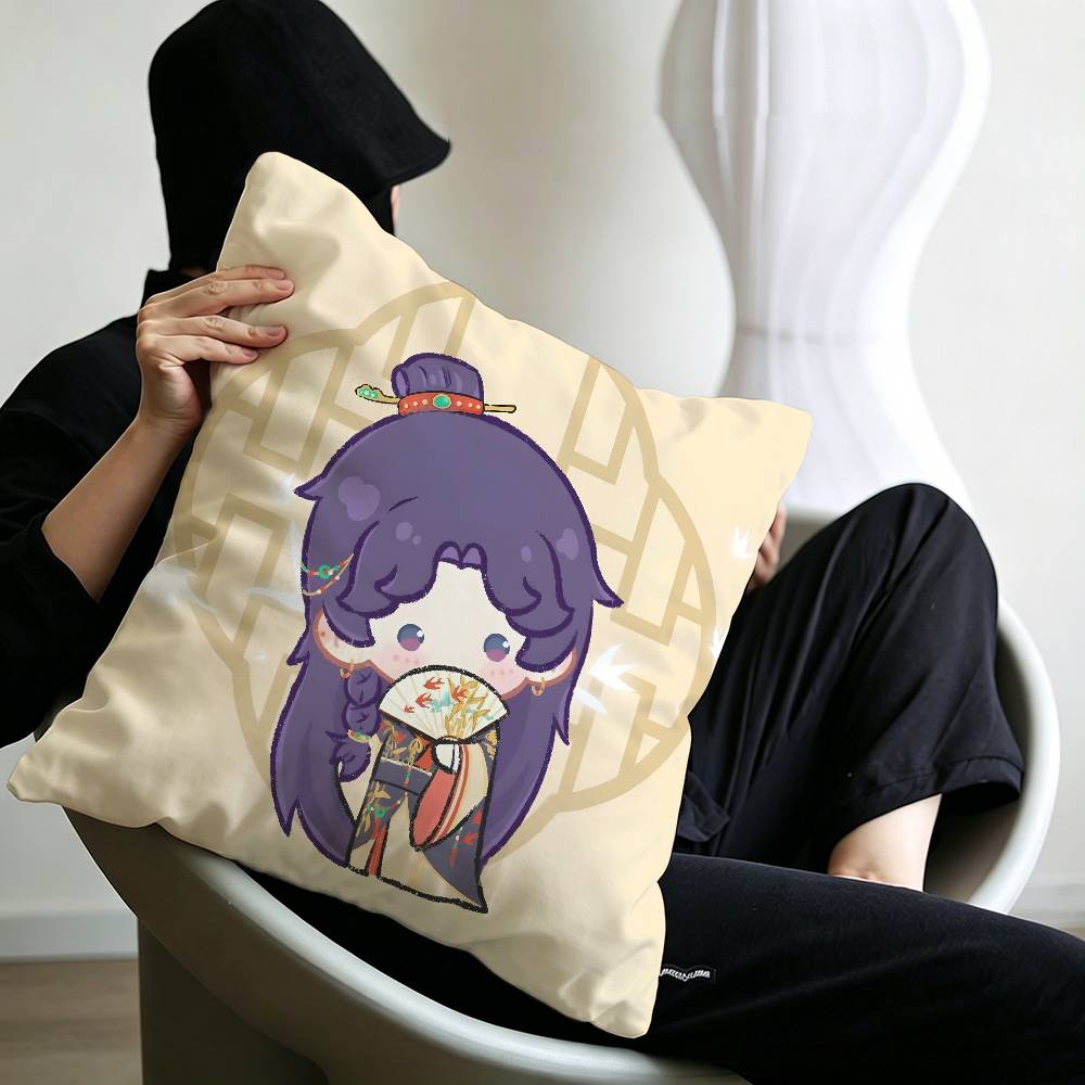 cute Love and Deepspace Sylus chibi art Personalized picture text home decorative pillows Household Gifts 45x45cm