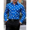 Men's Polka Dot Shirt Casual, Breathable, Comfortable, Fashionable and Trendy Men's Long Sleeved Shirt, Lapel Shirt