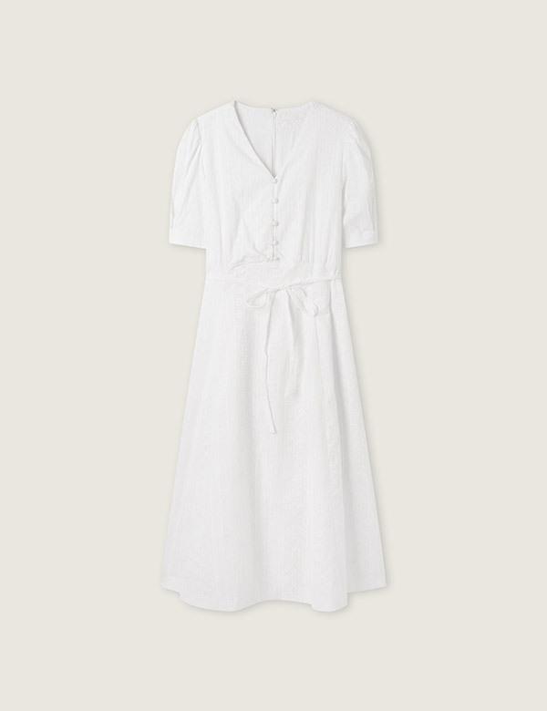 Roem Cotton Eyelet Long Dress Rmowg25R14