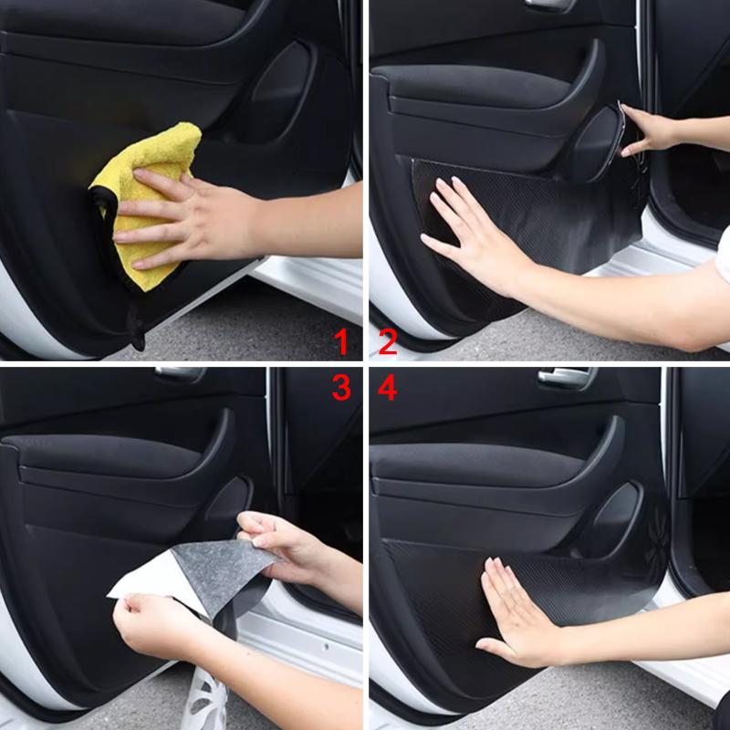 Car Door Anti Kick Pad Carbon Fiber Leather Texture Anti Dirt Protective Sticker Auto Accessory For Geely Coolray  2024 2025
