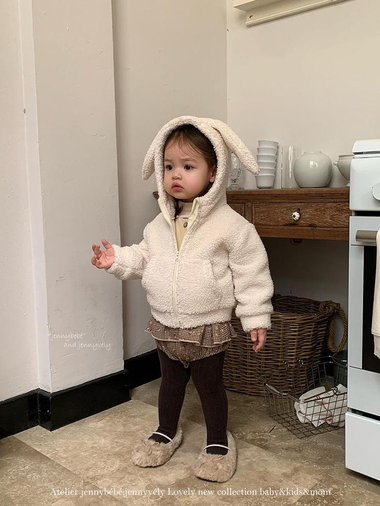 Children's Bunny Ear Lambswool Jacket - 2025 New Korean Style Warm Autumn Winter Coat for Baby Girls