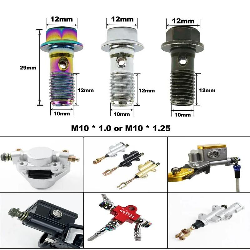 Motorcycle Steel Hydraulic Brake and Clutch Hoses, Equipped with Two M10 Brake Screws, Suitable for All Types of Motorcycles.