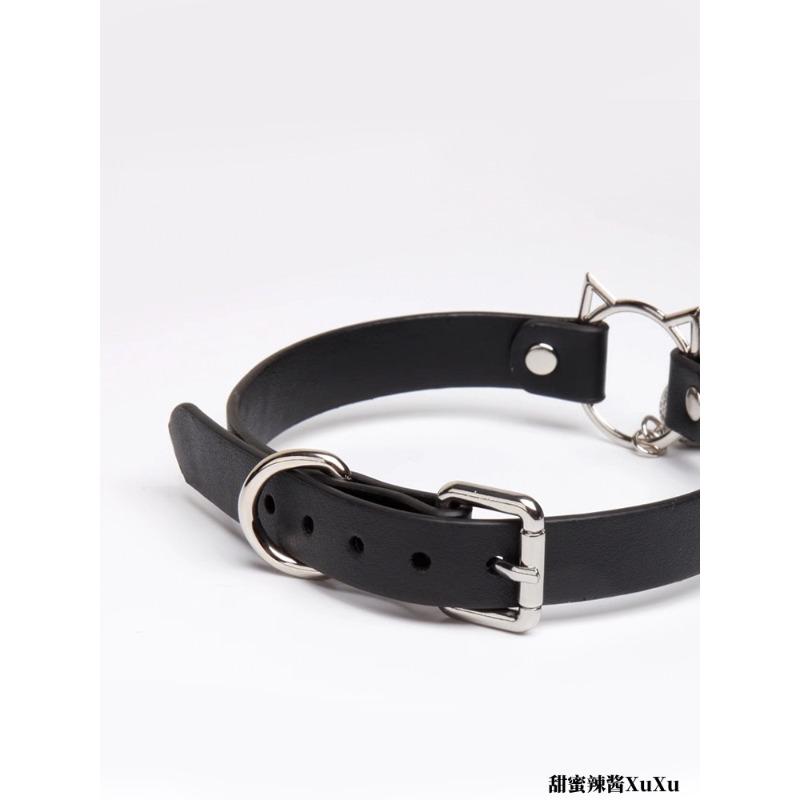 Classic Black Leather Choker with Bell and Leash for Men Punk Necklace Cosplay