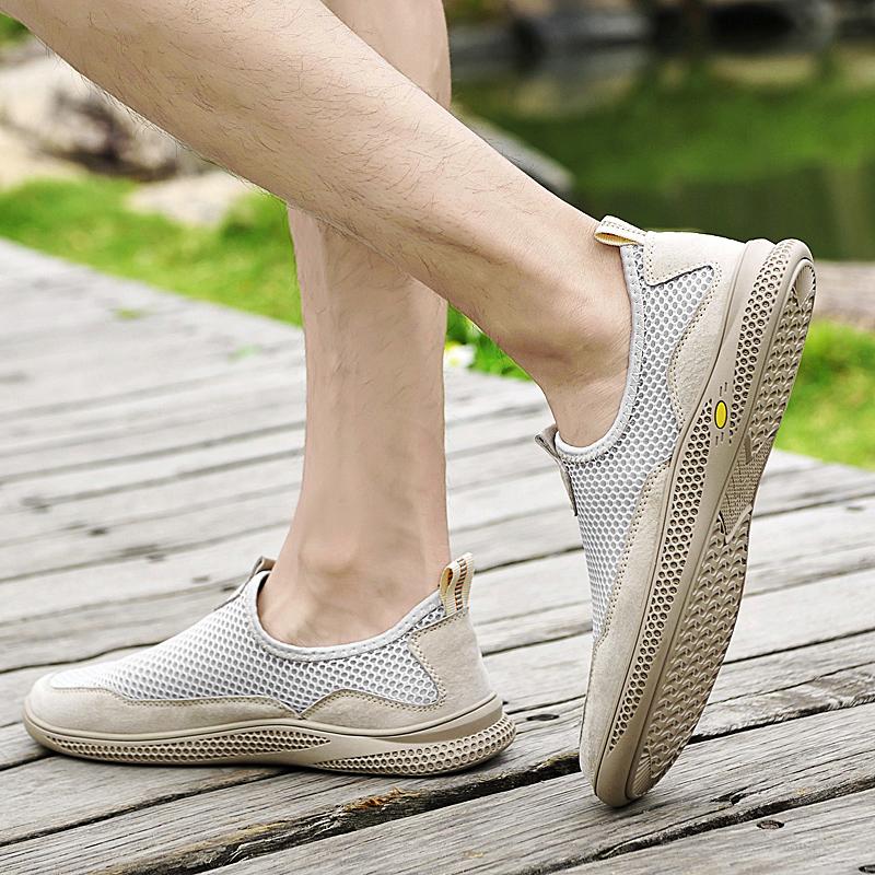Fashion Summer Flats Men's Casual Shoes Breathable Mesh Men's Shoes Fashion Men Loafers Outdoor Non-slip Sneakers Light Walking Shoes