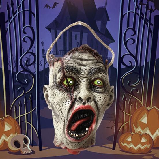 Halloween Spooky Candy Bucket Zombie Head Handbag Creepy Trick Or Treat Candy