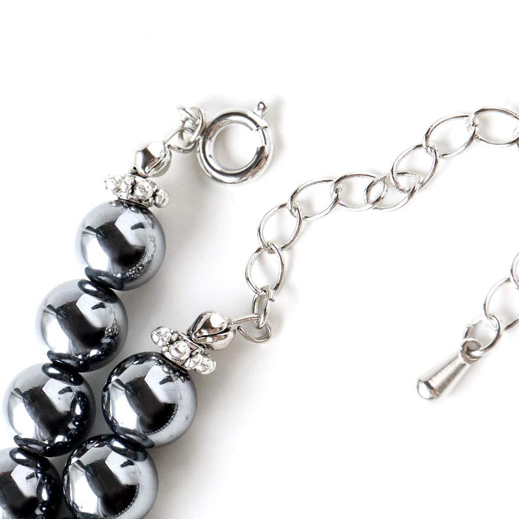 [GOLD STONE] Genuine Terahertz Ore Necklace, 8mm, High Purity, with Adjustable Hook (5cm), Approx. 50cm Long