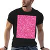 Pink Glittering Sparking Sequins Pattern Illustration Tshirt Summer Casual Loose Tshirt