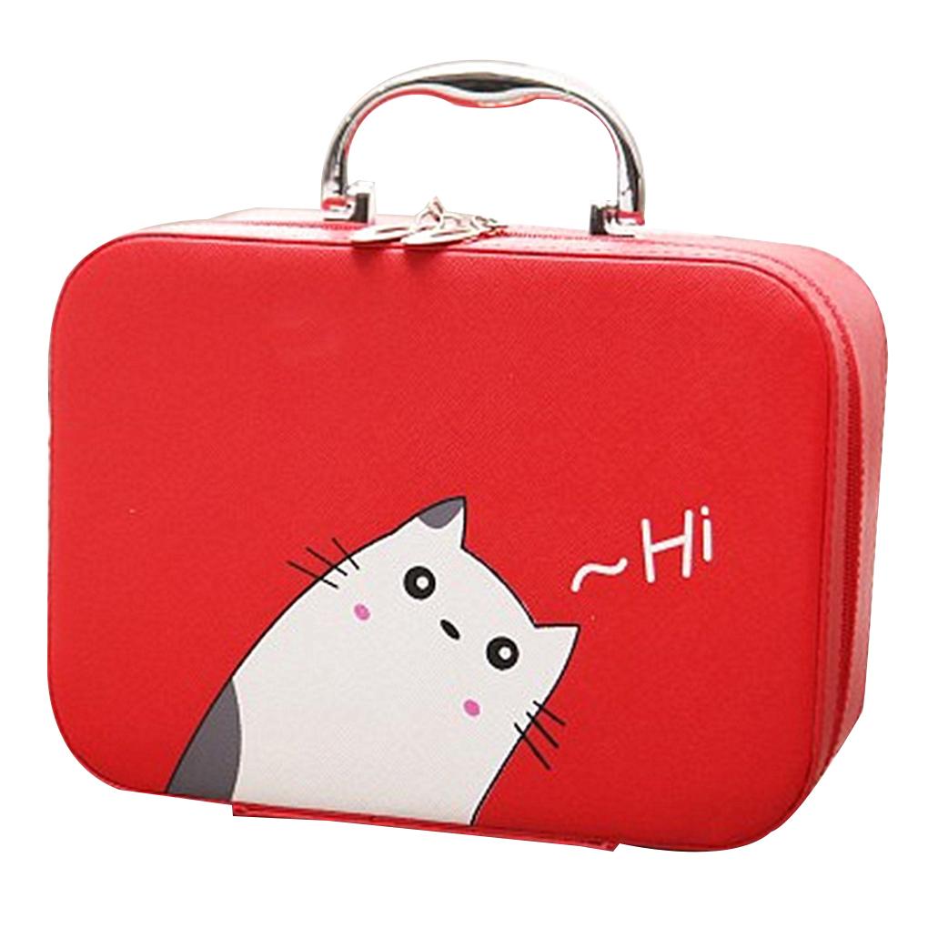 

Многофункциональный мультяшный портативный дорожный кейс для макияжа и косметики большой вместимости, двухслойный