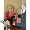 Geantă de tote din denim cu carouri negre: Geantă mică de umăr casual pentru navetă