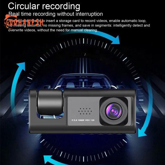 Car Driving Recorder Night Vision 1080P Triple Lens Loop Recording Parking Monitor Car Dash Cam Front Rear Video Recorder Auto Supplies