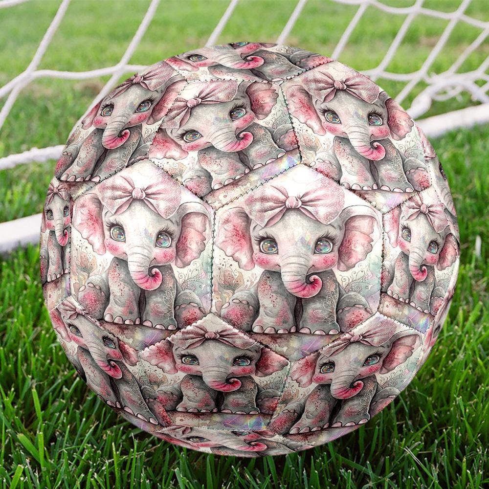 1pc Pink Elephant Art Size 5 Soccer Ball Professional Match Training Football Indoor &Outdoor Sports Ball Lightweight Durable c6511