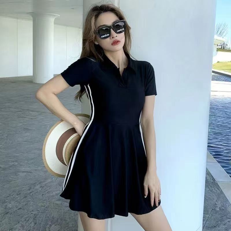 1011 new swimsuit women's summer conservative dress-style belly-covering and thin sports flat-angle student hot spring swimsuit
