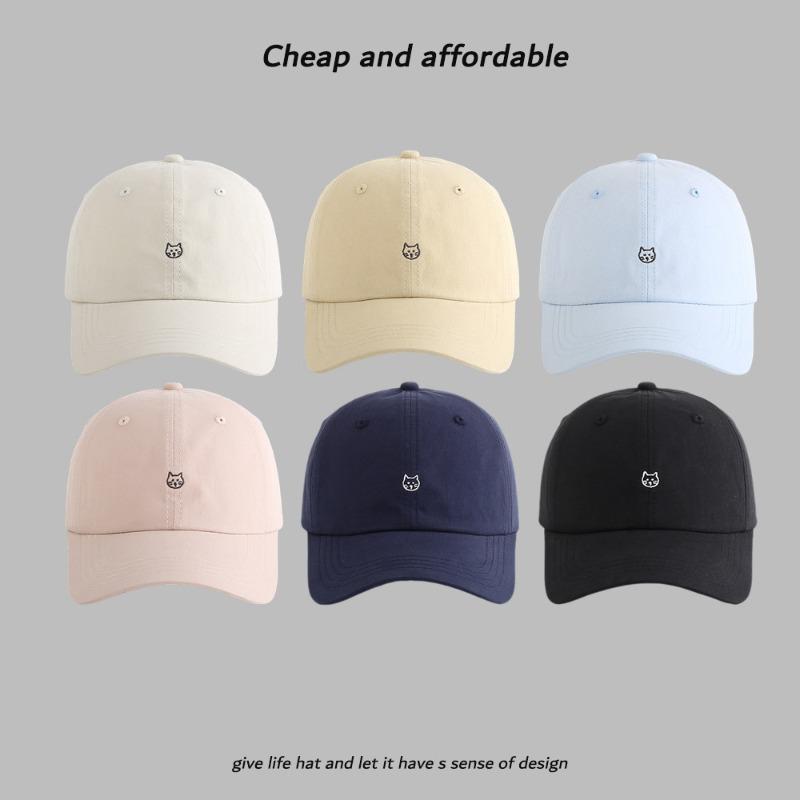 Cute Embroidered Kitten Baseball Hat Girls Cotton Sunscreen Sun Hat Fashion Versatile Cap